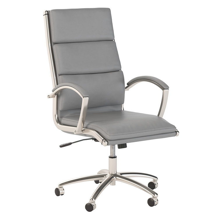 Light Gray High Back Leather Executive Swivel Chair
