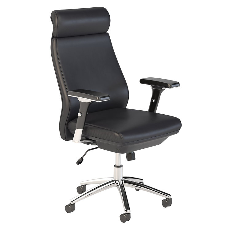 Black Leather High Back Executive Office Chair with Chrome Base
