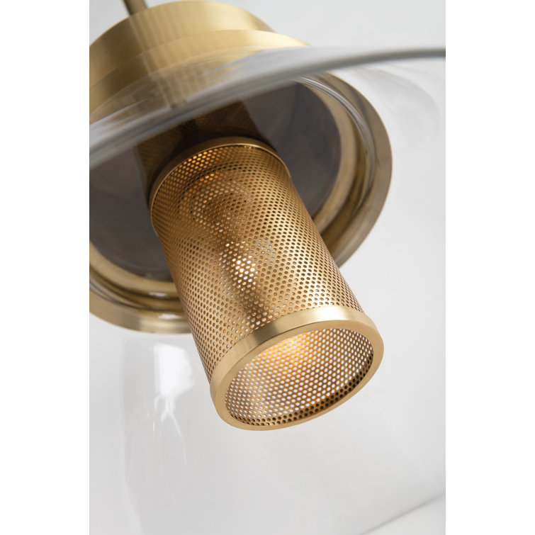 Aged Brass Elegance 15.5" Clear Glass 1-Light Pendant