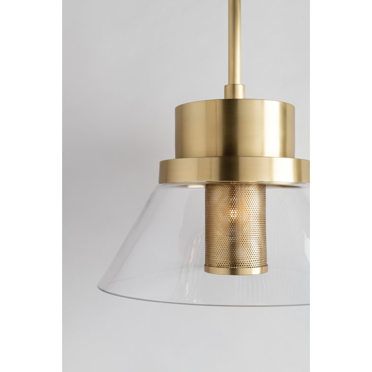Aged Brass Elegance 15.5" Clear Glass 1-Light Pendant