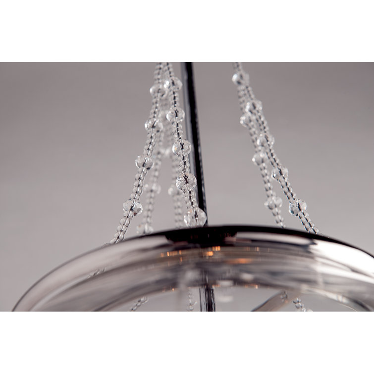 Polished Nickel 3-Light Pendant with Crystal Accents