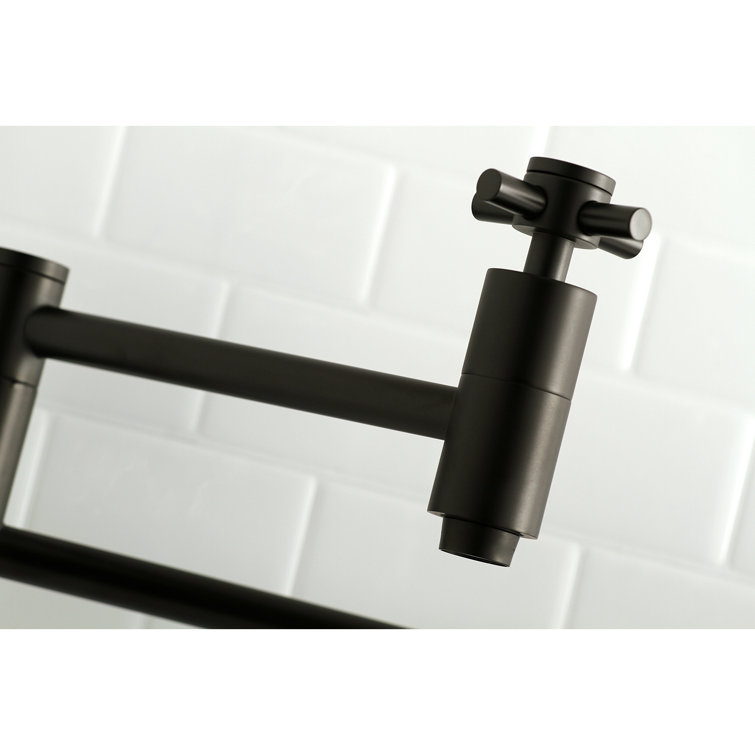 Matte Black Brass Wall Mount Pot Filler Faucet