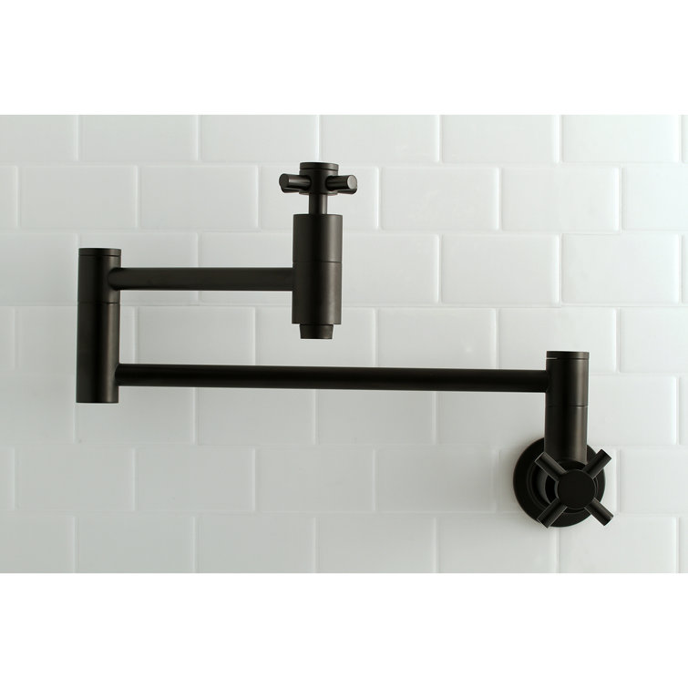 Matte Black Brass Wall Mount Pot Filler Faucet