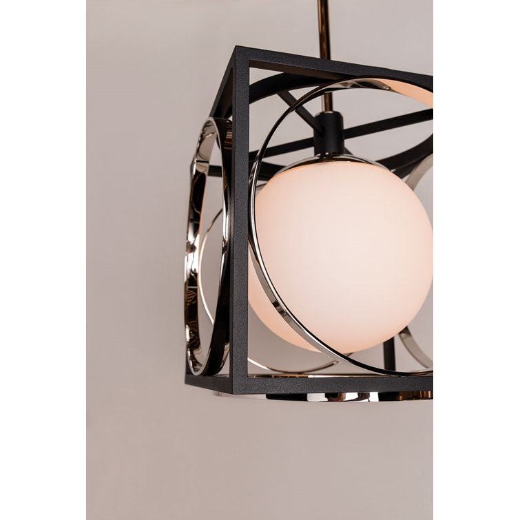 Transitional Polished Nickel Globe Pendant Light 18.5" H