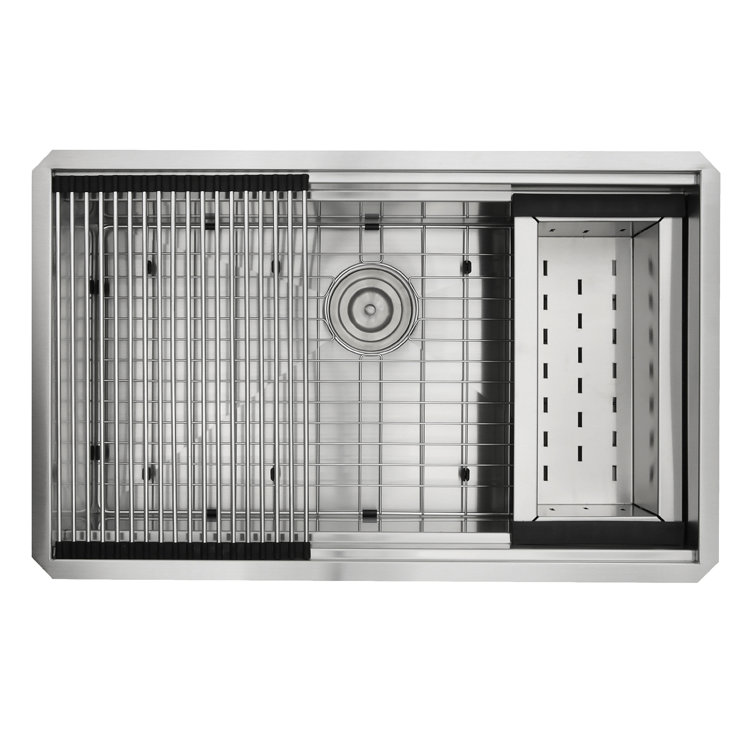 32'' Satin Stainless Steel Undermount Single Bowl Kitchen Sink