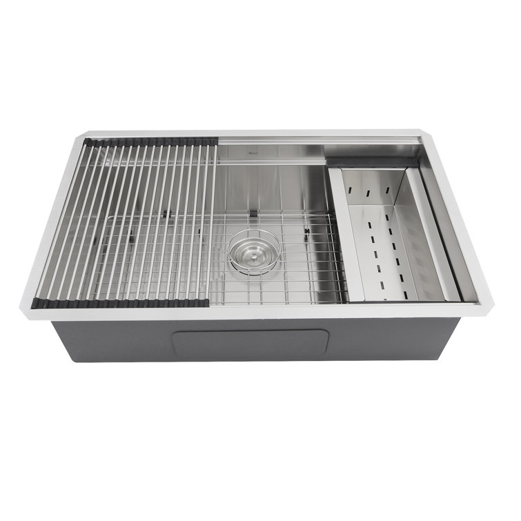 32'' Satin Stainless Steel Undermount Single Bowl Kitchen Sink