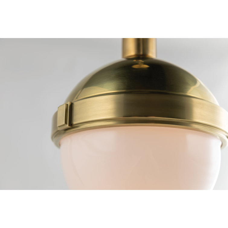 Elegant Aged Brass Globe Pendant Light with White-Clear Glass Shade