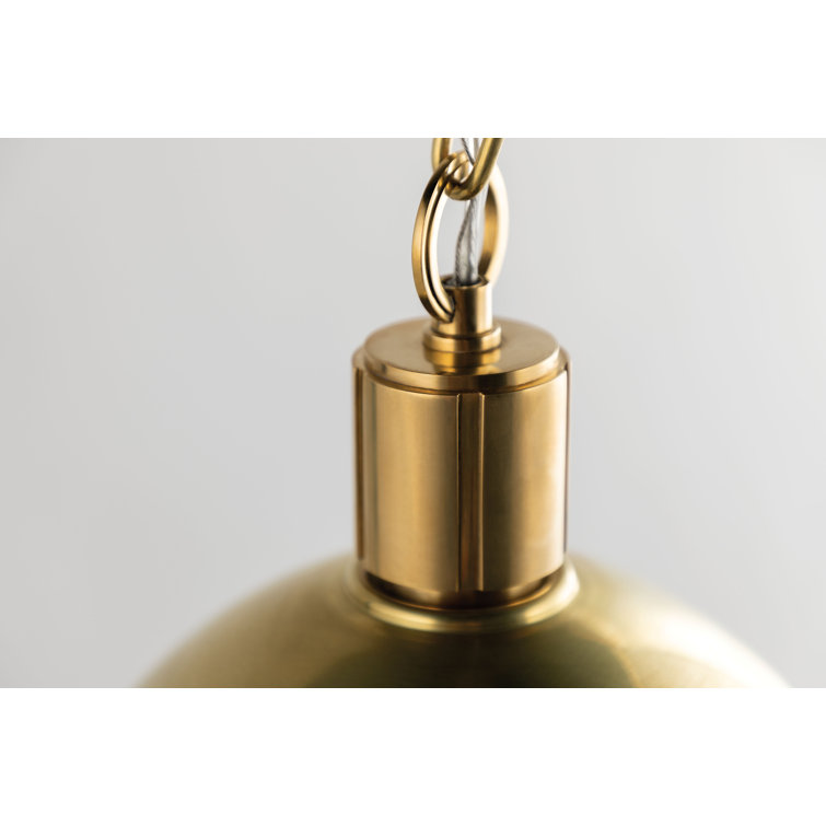 Elegant Aged Brass Globe Pendant Light with White-Clear Glass Shade