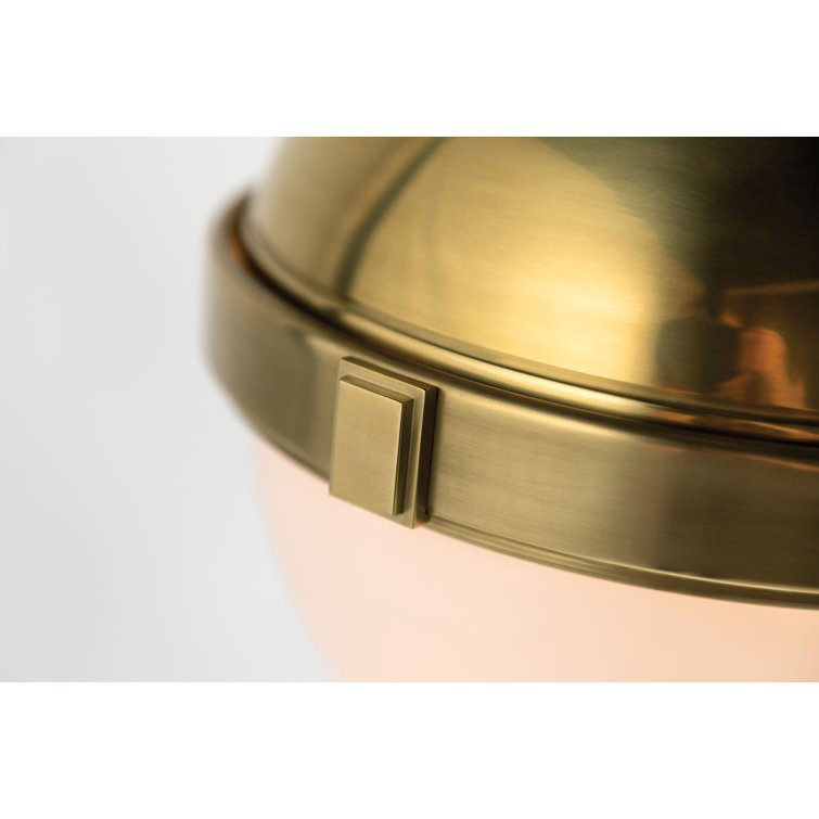 Elegant Aged Brass Globe Pendant Light with White-Clear Glass Shade