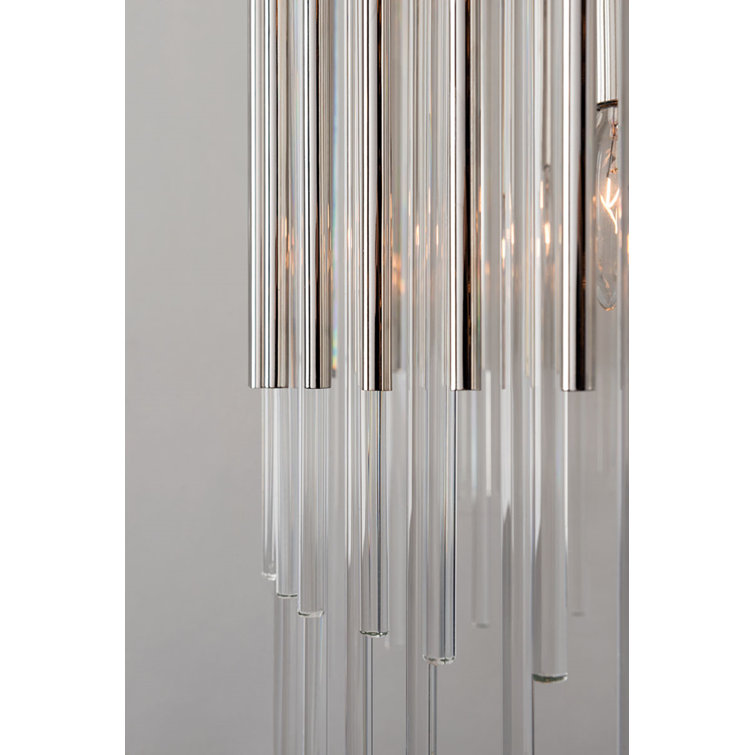 Polished Nickel Glass Drum 6-Light Pendant