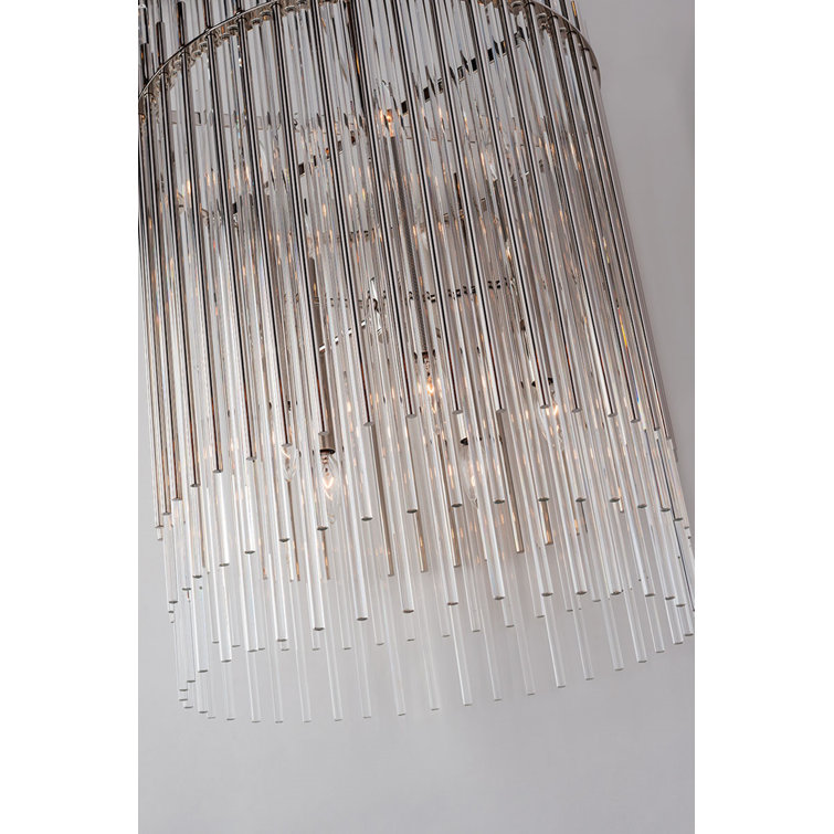 Polished Nickel Glass Drum 6-Light Pendant