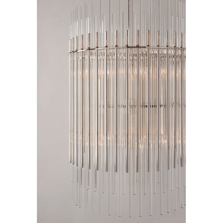 Polished Nickel Glass Drum 6-Light Pendant