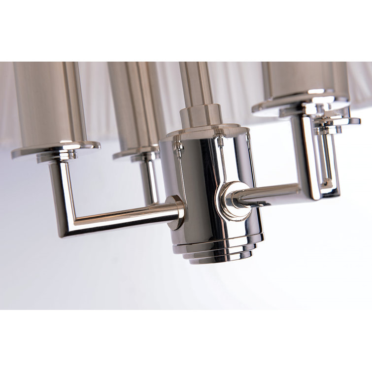 Polished Nickel 8-Light Pendant with Faux Silk Shade