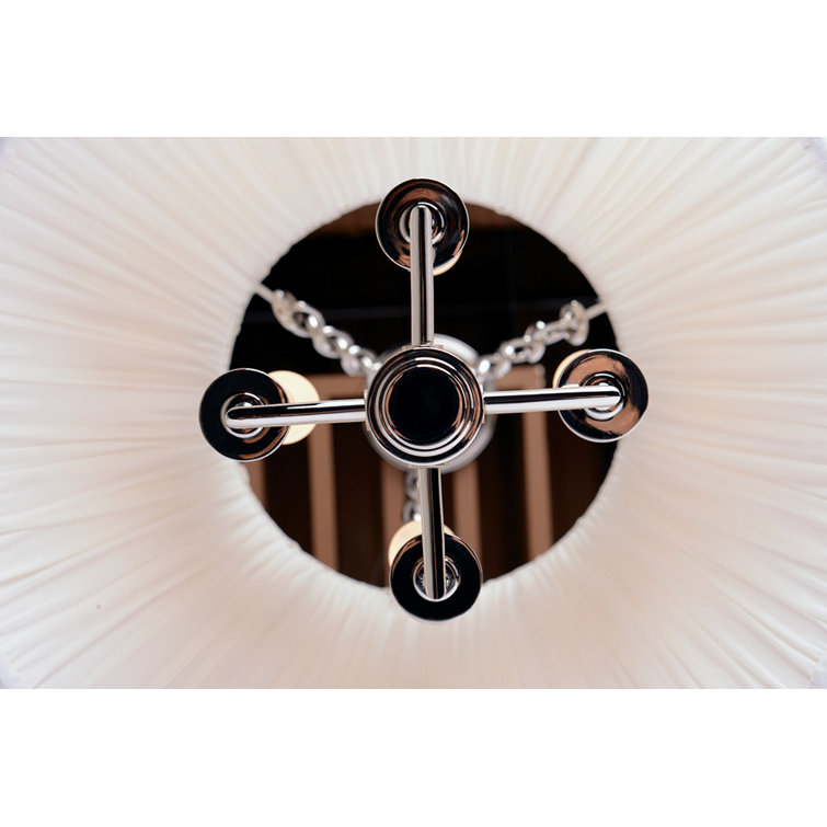 Polished Nickel 8-Light Pendant with Faux Silk Shade
