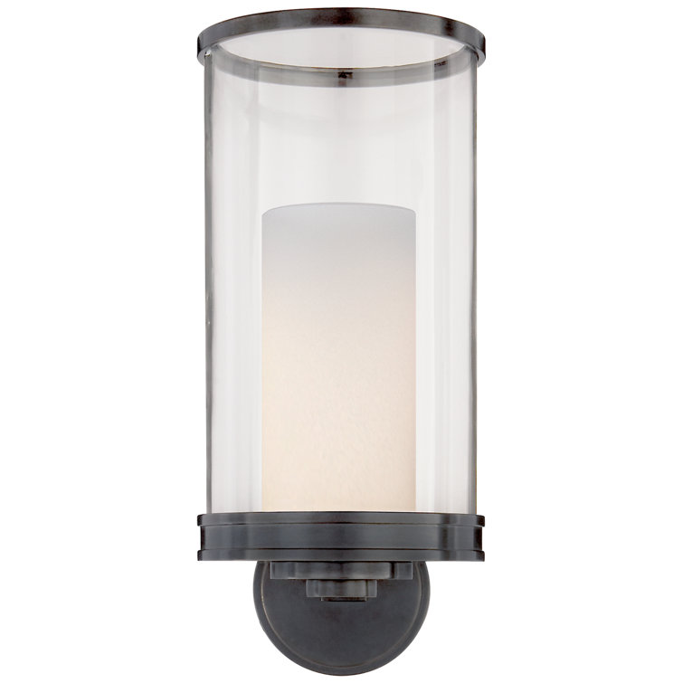 Elegant Bronze Wall Sconce with White Frosted Glass Shade