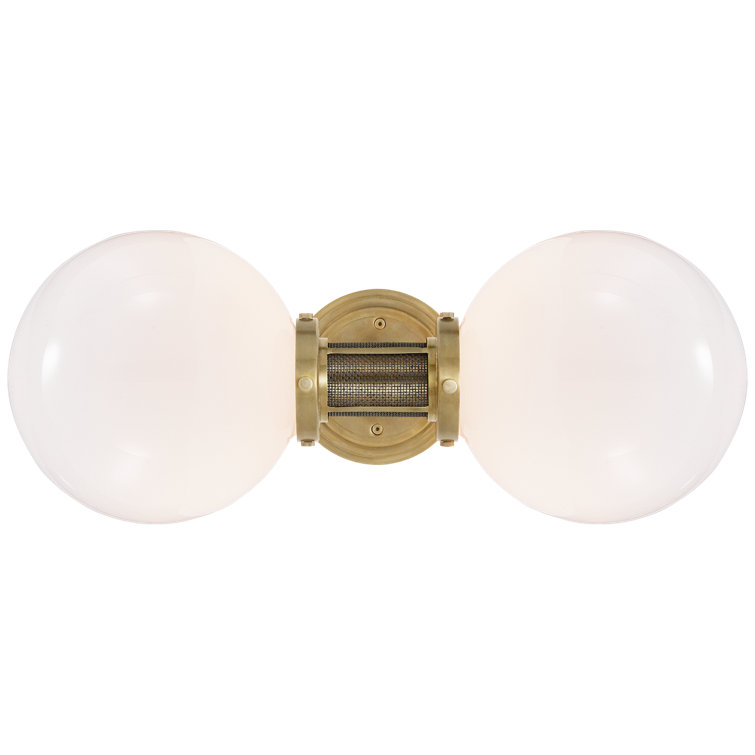 McCarren Industrial Charm Dimmable Brass Sconce with White Glass