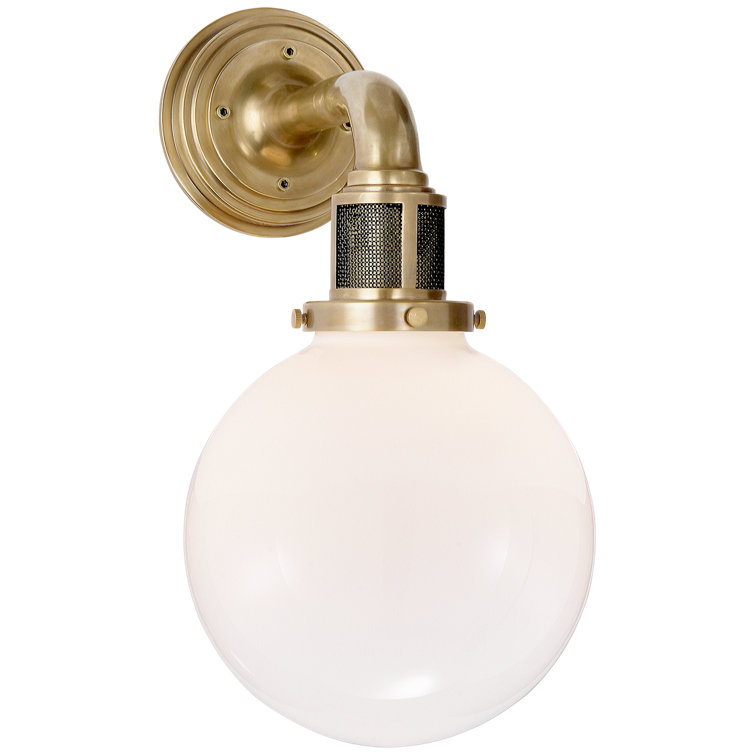 McCarren Beveled Bronze and Gold Sconce with White Glass Globe