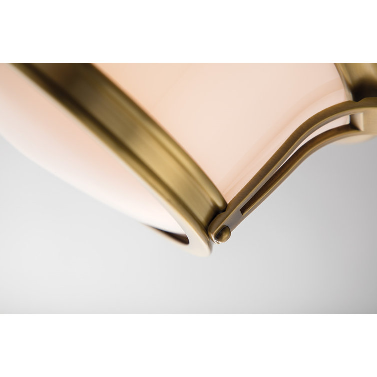 Elegant Aged Brass 3-Light Flush Mount with Glossy Opal Shade