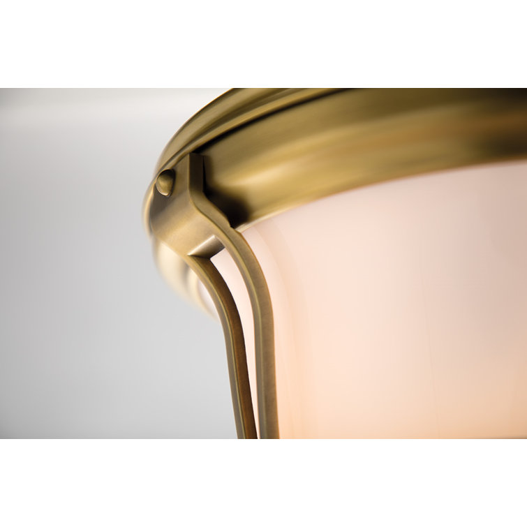Elegant Aged Brass 3-Light Flush Mount with Glossy Opal Shade