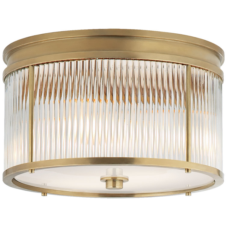 Natural Brass and Glass 3-Light Flush Mount