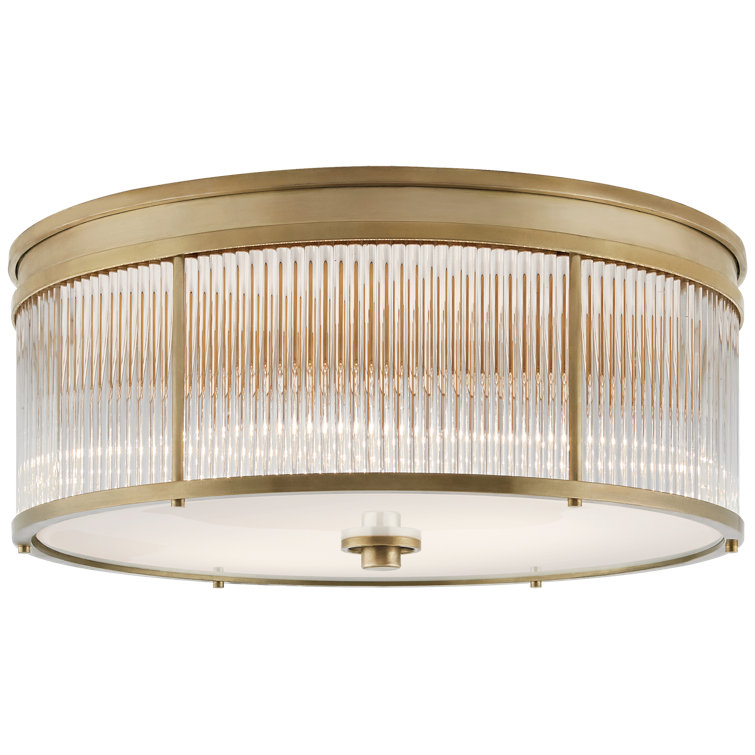 Allen 18" Natural Brass and Glass Rod Flush Mount Light