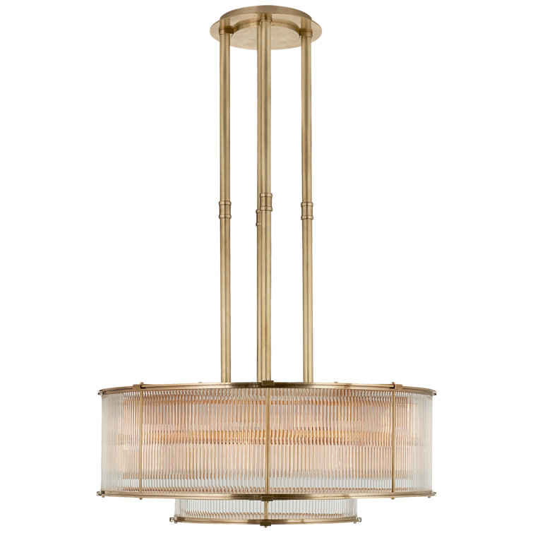 Allen 32'' Natural Brass Drum Chandelier with Glass Rods