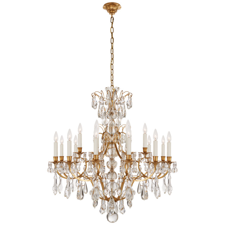 Antoinette Natural Brass and Crystal 35" Mini Chandelier