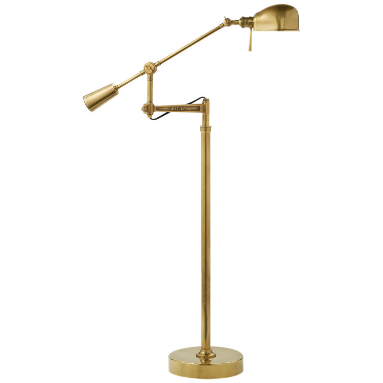Adjustable Natural Brass Outdoor Task Floor Lamp