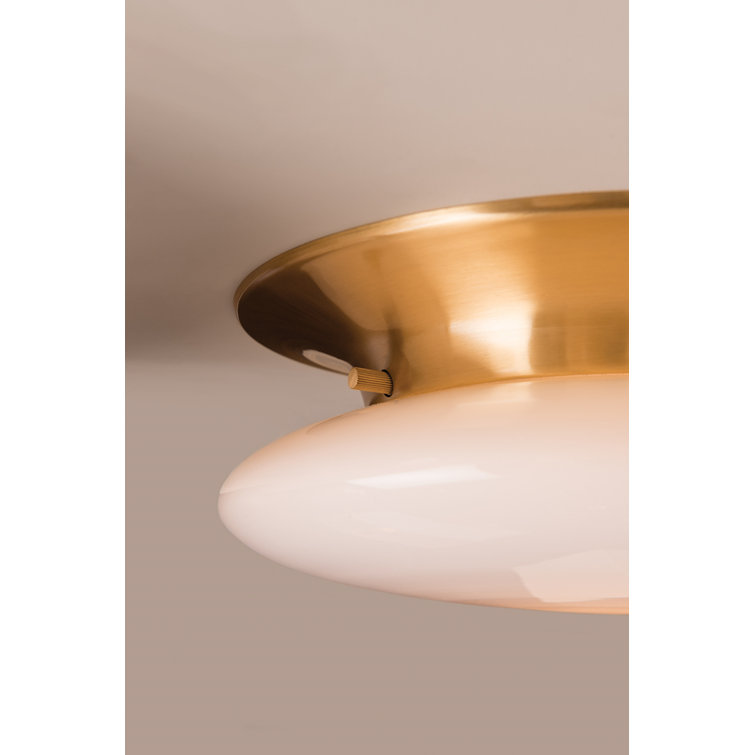 Satin Brass and Opal Glass LED Flush Mount Light