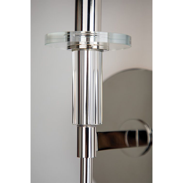 Polished Nickel Cylinder Sconce with Off-White Faux Silk Shade