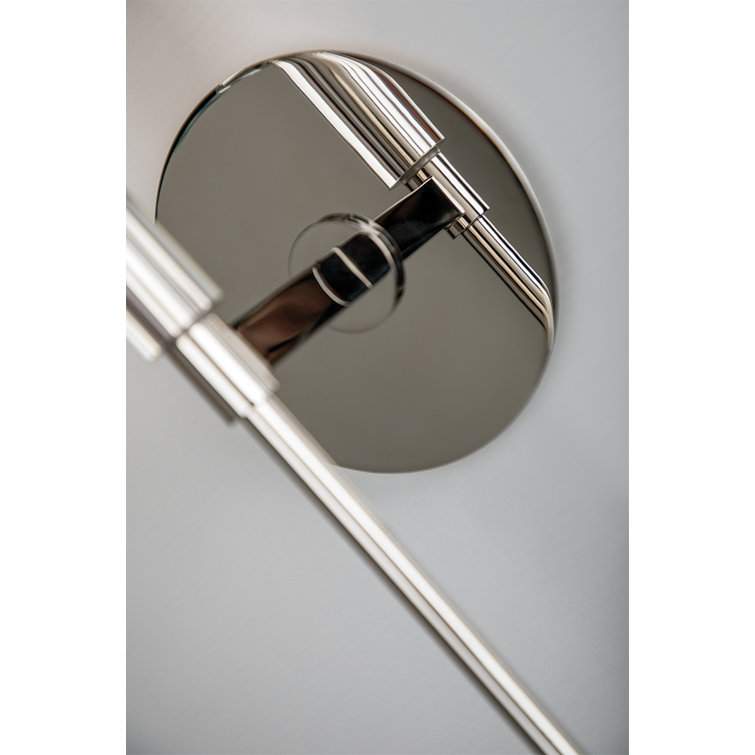 Polished Nickel Cylinder Sconce with Off-White Faux Silk Shade