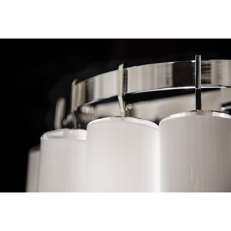 Polished Nickel 4-Light Island Pendant with Opal White Glass