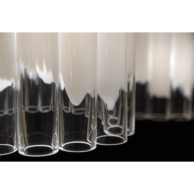 Polished Nickel 4-Light Island Pendant with Opal White Glass