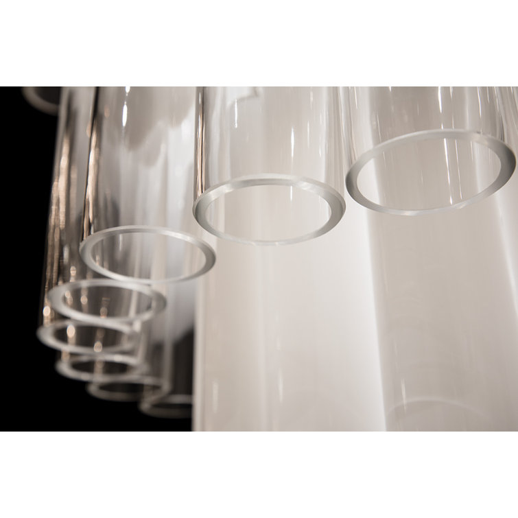 Tyrell Polished Nickel 13-Light Tiered Chandelier with Opal & Clear Glass