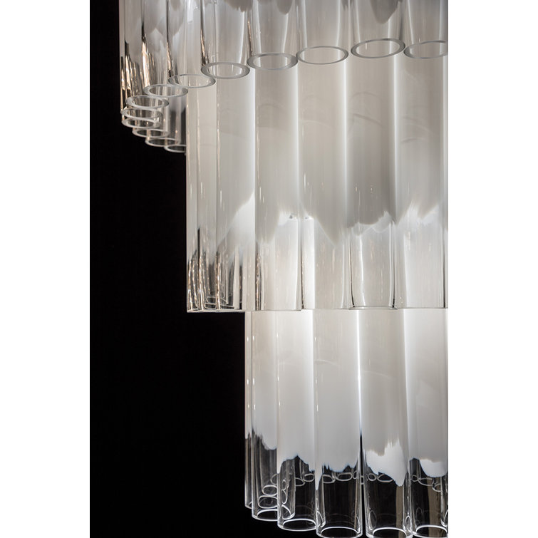 Tyrell Polished Nickel 16-Light Tiered Chandelier with Glass Shades