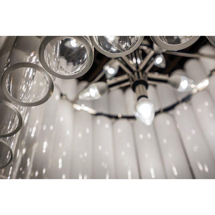 Tyrell Polished Nickel 16-Light Tiered Chandelier with Glass Shades