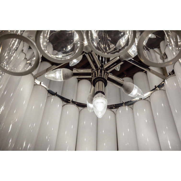 Tyrell Polished Nickel 16-Light Tiered Chandelier with Glass Shades