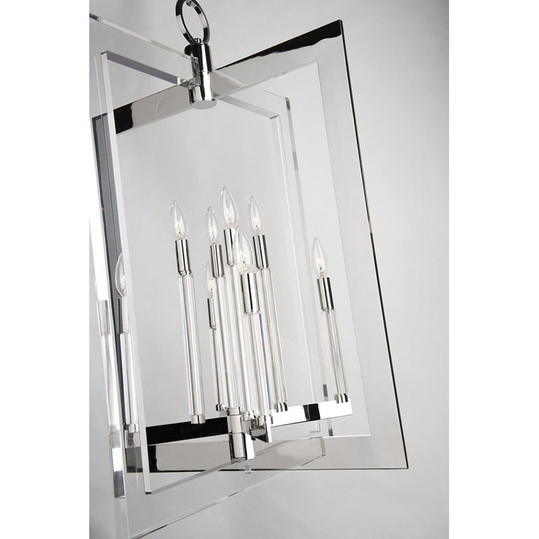 Sleek Polished Nickel 8-Light Indoor/Outdoor Chandelier