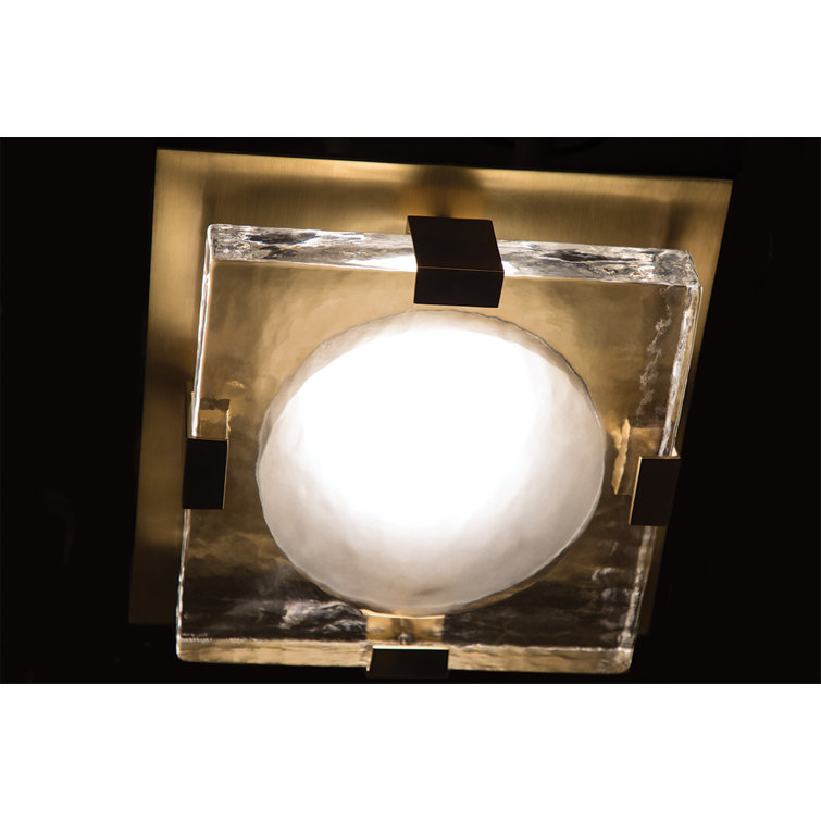 Bourne Aged Brass Dimmable LED Wall Sconce with Etched Glass Shade