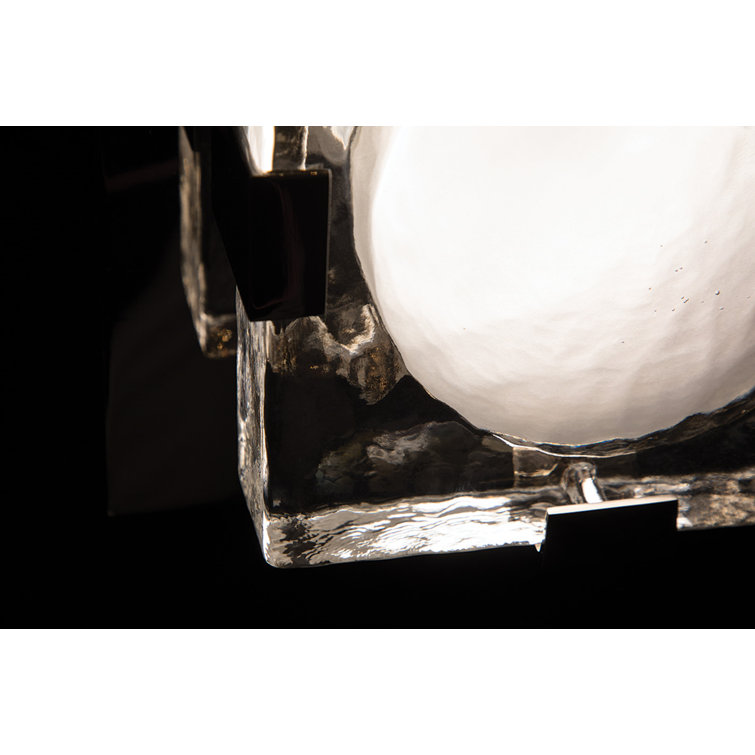 Bourne Aged Brass Dimmable LED Wall Sconce with Etched Glass Shade