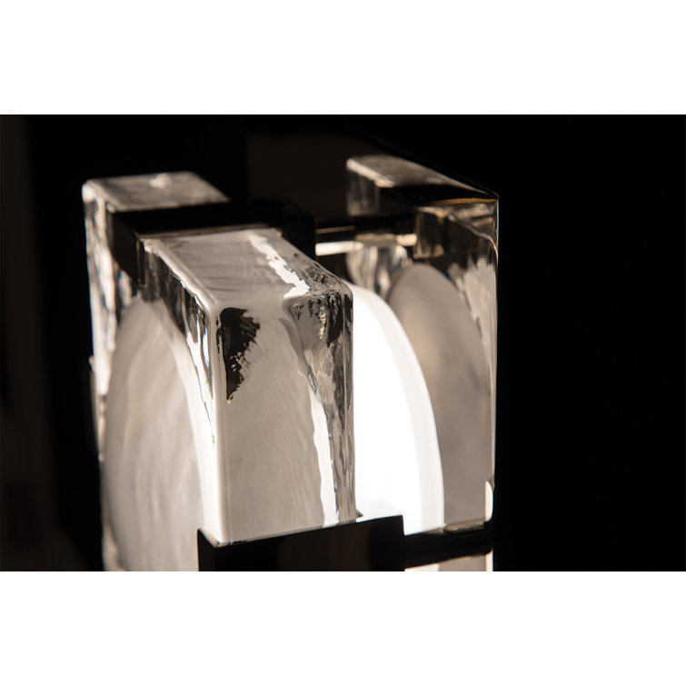 Bourne Aged Brass Dimmable LED Wall Sconce with Etched Glass Shade