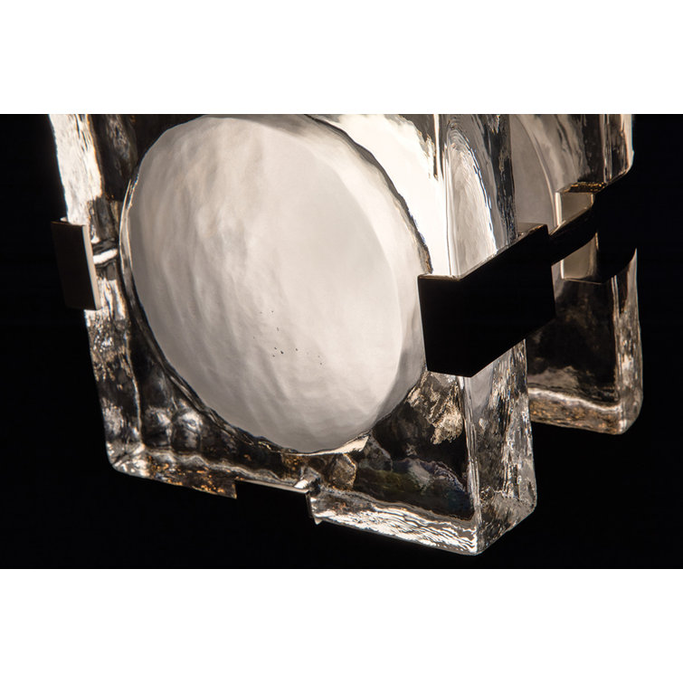 Bourne Aged Brass Dimmable LED Wall Sconce with Etched Glass Shade
