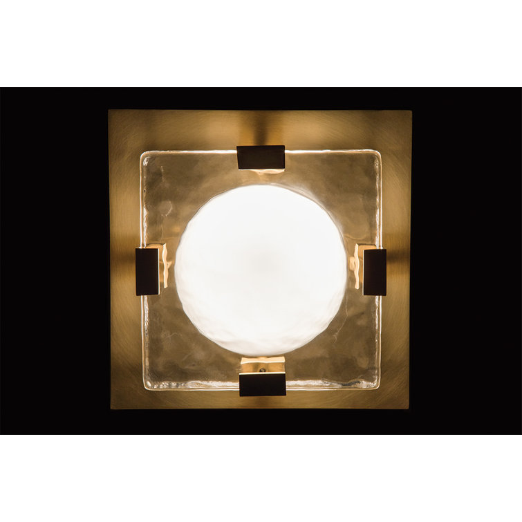 Bourne Aged Brass Dimmable LED Wall Sconce with Etched Glass Shade