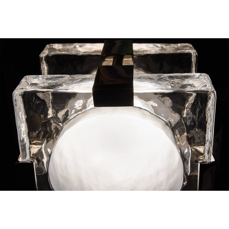 Bourne Aged Brass Dimmable LED Wall Sconce with Etched Glass Shade