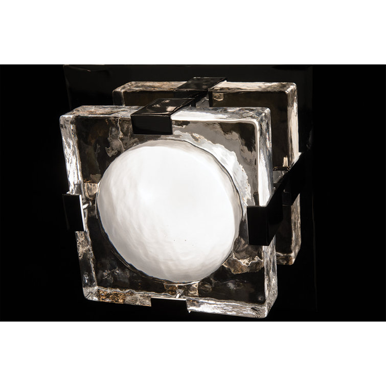 Bourne Aged Brass Dimmable LED Wall Sconce with Etched Glass Shade