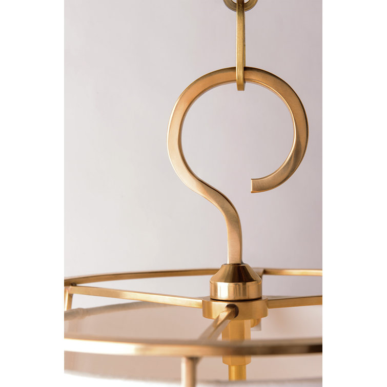 Savona Aged Brass 2-Light Pendant with Linen Shade