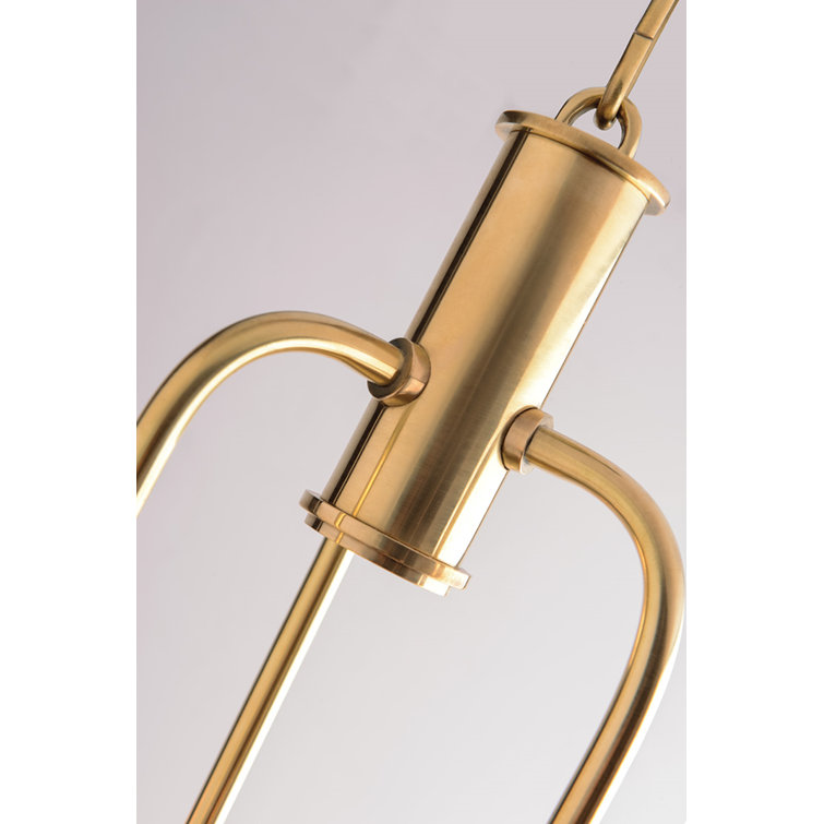 Aged Brass and Crystal Geometric 16-Light Chandelier