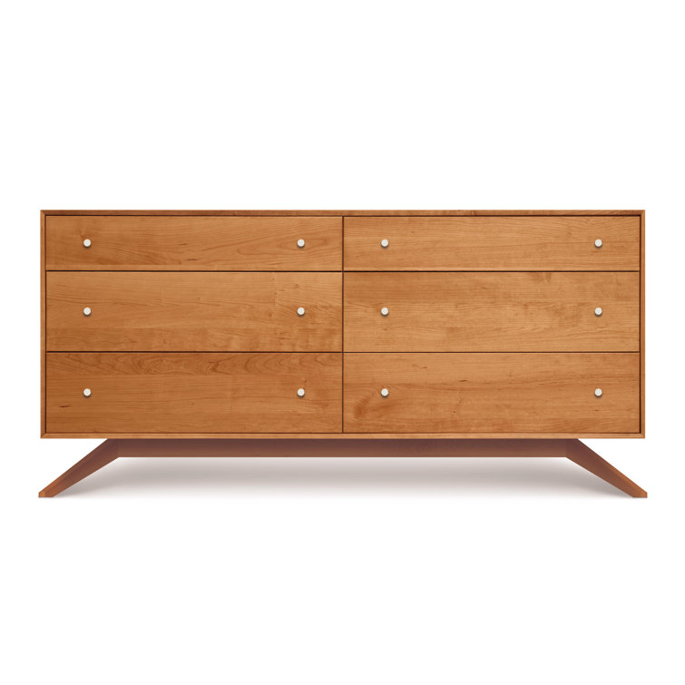 Natural Cherry 66" Solid Wood Double Dresser with Soft Close Drawers