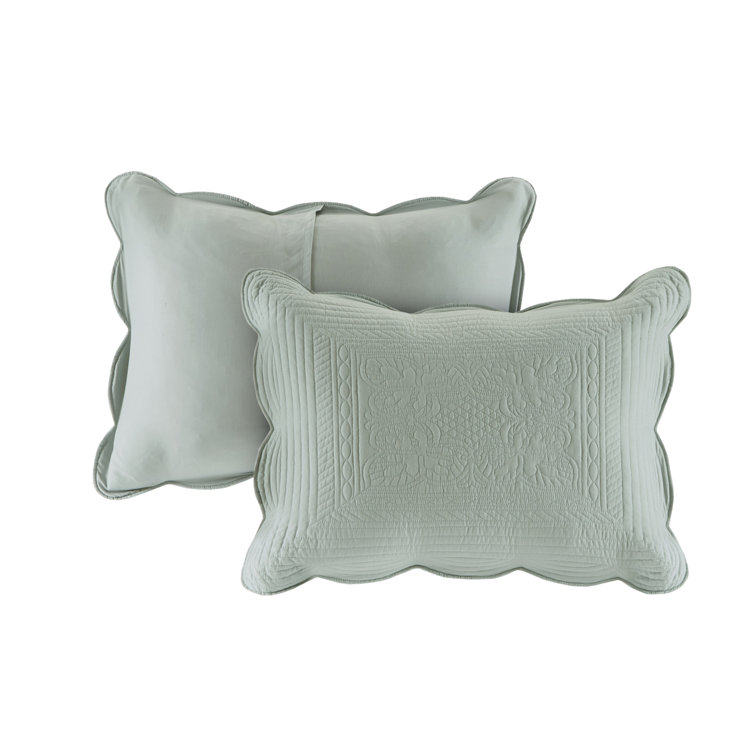 Seafoam Green Microfiber Reversible Full/Queen Quilt Set
