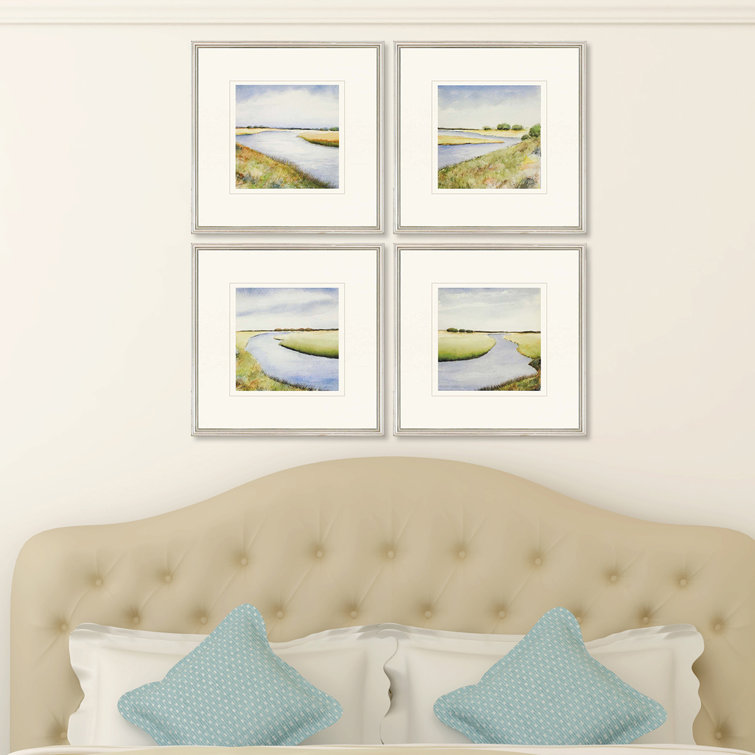 Marshland Serenity Set of 4 Blue Canvas Prints